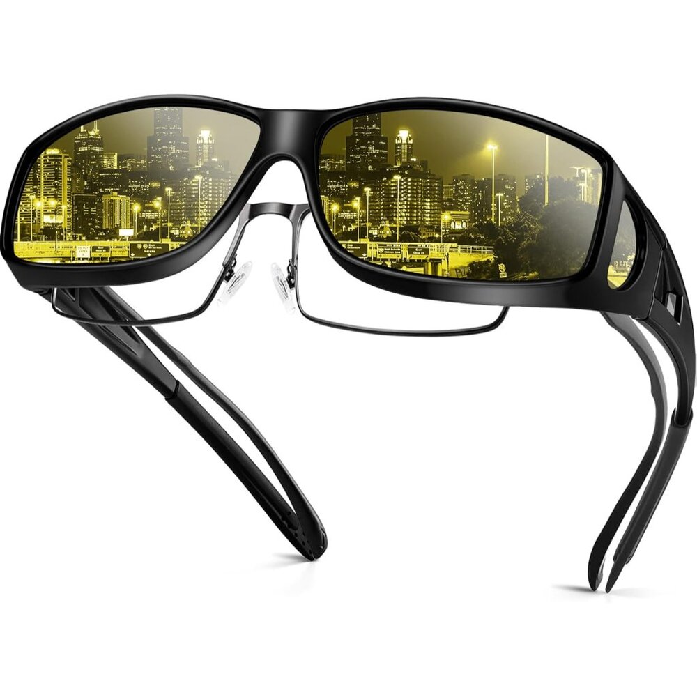 Night Driving Glasses Night Vision Glasses Fit Over Glasses Polarized Anti-Glare